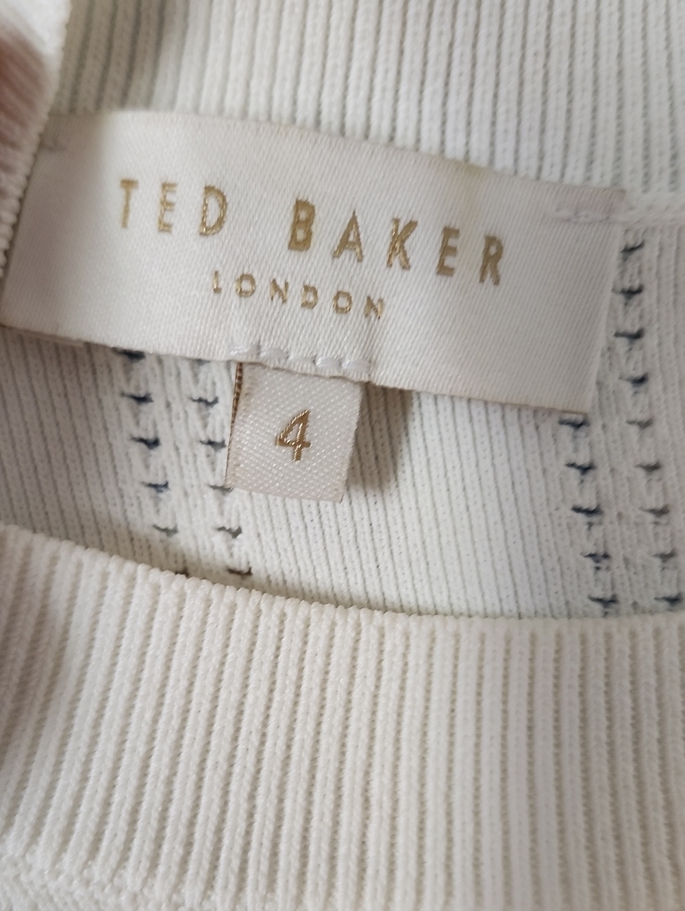 Ted Baker Navy & White Pleated Midi Dress Size 10 Office Minimalist - Picture 5 of 10